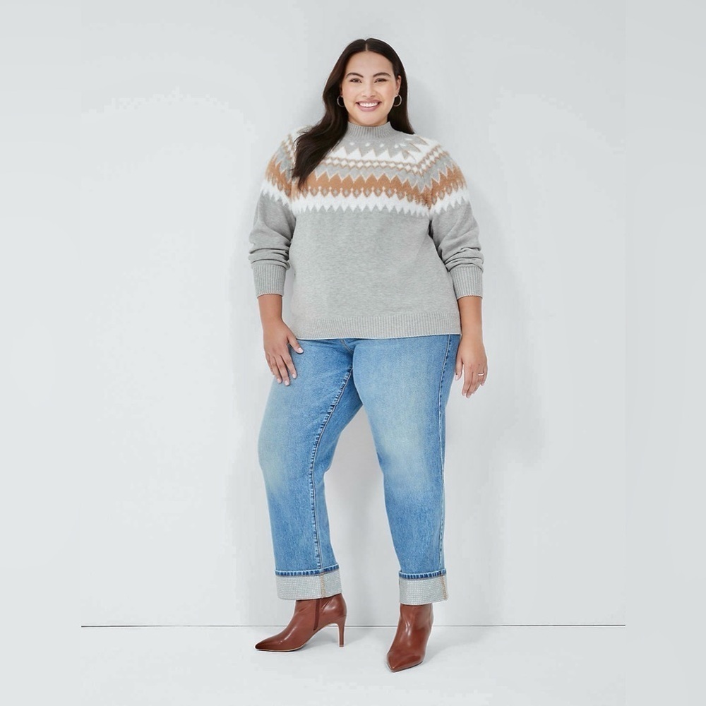 Lane Bryant Mock-Neck Fair Isle Sweater. super soft warm cozy. 18/20